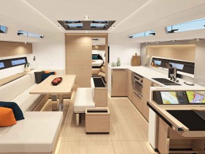 Mar Abierto Interiores sobrios y funcionales en el nuevo Hanse 460. La gran mesa