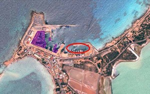 Mar Abierto - La zona en concesión (círculo rojo) comprende amarres para hasta 9