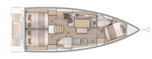 Mar Abierto El Oceanis 37.1 ofrece hasta 3 cabinas dobles y 2 baños completos en