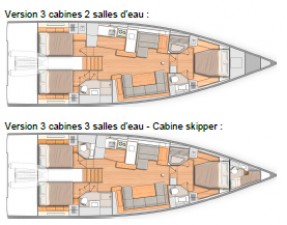 El Oceanis Yacht 54 se propone con tres cabinas dobles, con opción a dos o tres cabinas de baño. La versión Chárter no está todavía planteada. Mar Abierto - El Oceanis Yacht 54 se propone con tres cabinas dobles, con opción