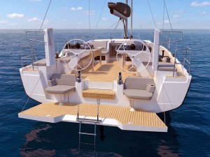 Interesante solución Beach Club en el Hanse 461, con dos cómodos bancos habilitados en el escalón entre la bañera y la plaforma de baño. Interesante solución Beach Club en el Hanse 461, con dos cómodos bancos habilita